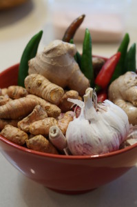 Garlic, ginger and chilli